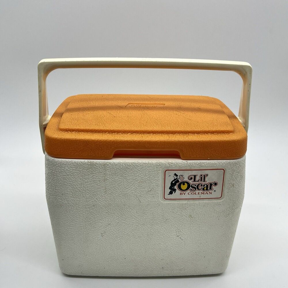 Lil Oscar Coleman Personal 8 Cooler Orange White 5272 Ice Chest Camping 1983